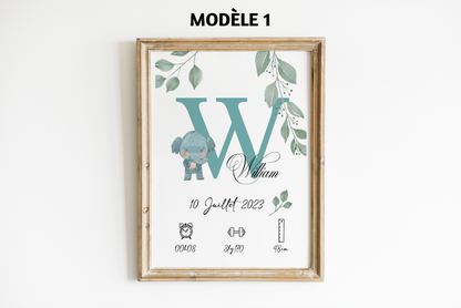 Affiche naissance personnalisée